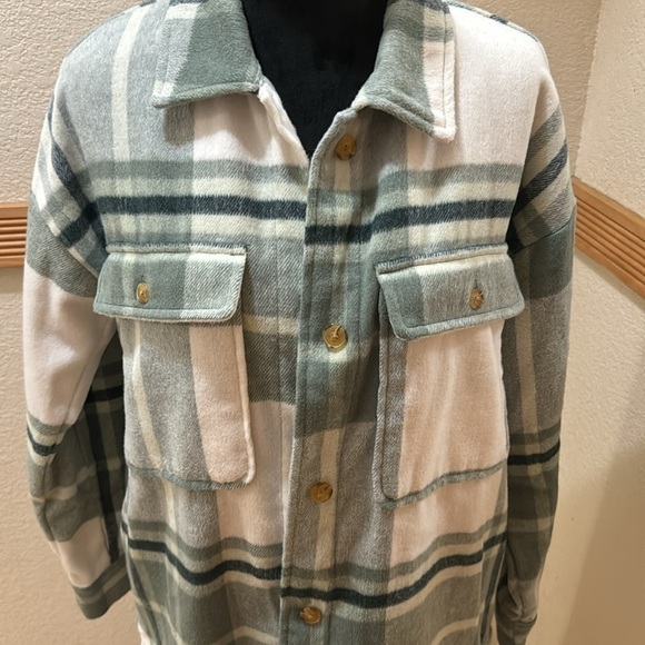 Banana Republic Sage Green and white plaid size S coat!! - Picture 3 of 10